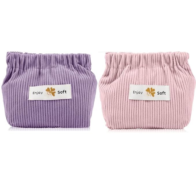 MAYCREATE 2pcs Small Makeup Pouch Lipstick Cosmetic Bag Corduroy Pouches for Women Storage Coin Pouch Travel Jewelry Organizer Bag - Self Closing (Pink & Purple) MAYCREATE 2pcs Small Makeup Pouch Lipstick Cosmetic Bag Corduroy Pouches for Women Storage Coin Pouch Travel Jewelry Organizer Bag - Self Closing (Pink & Purple)